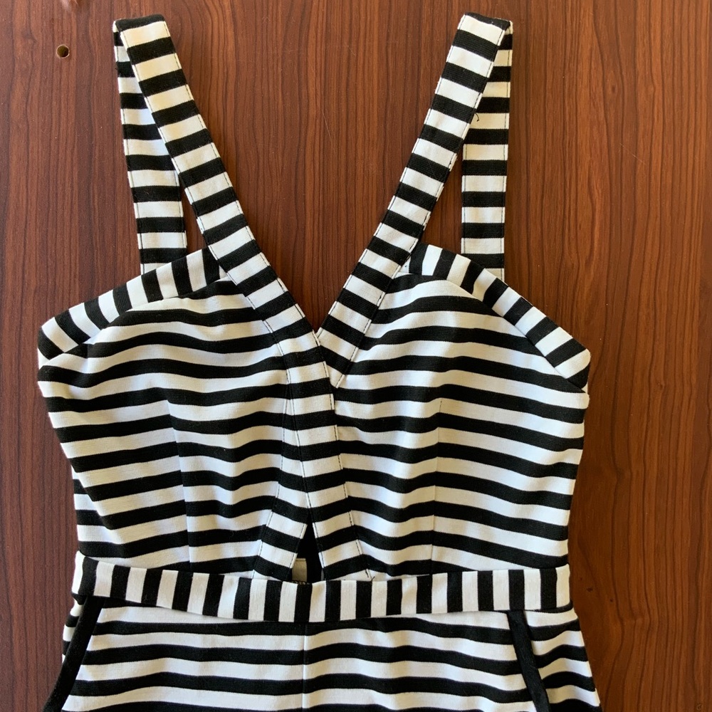 Black and White Striped Romper